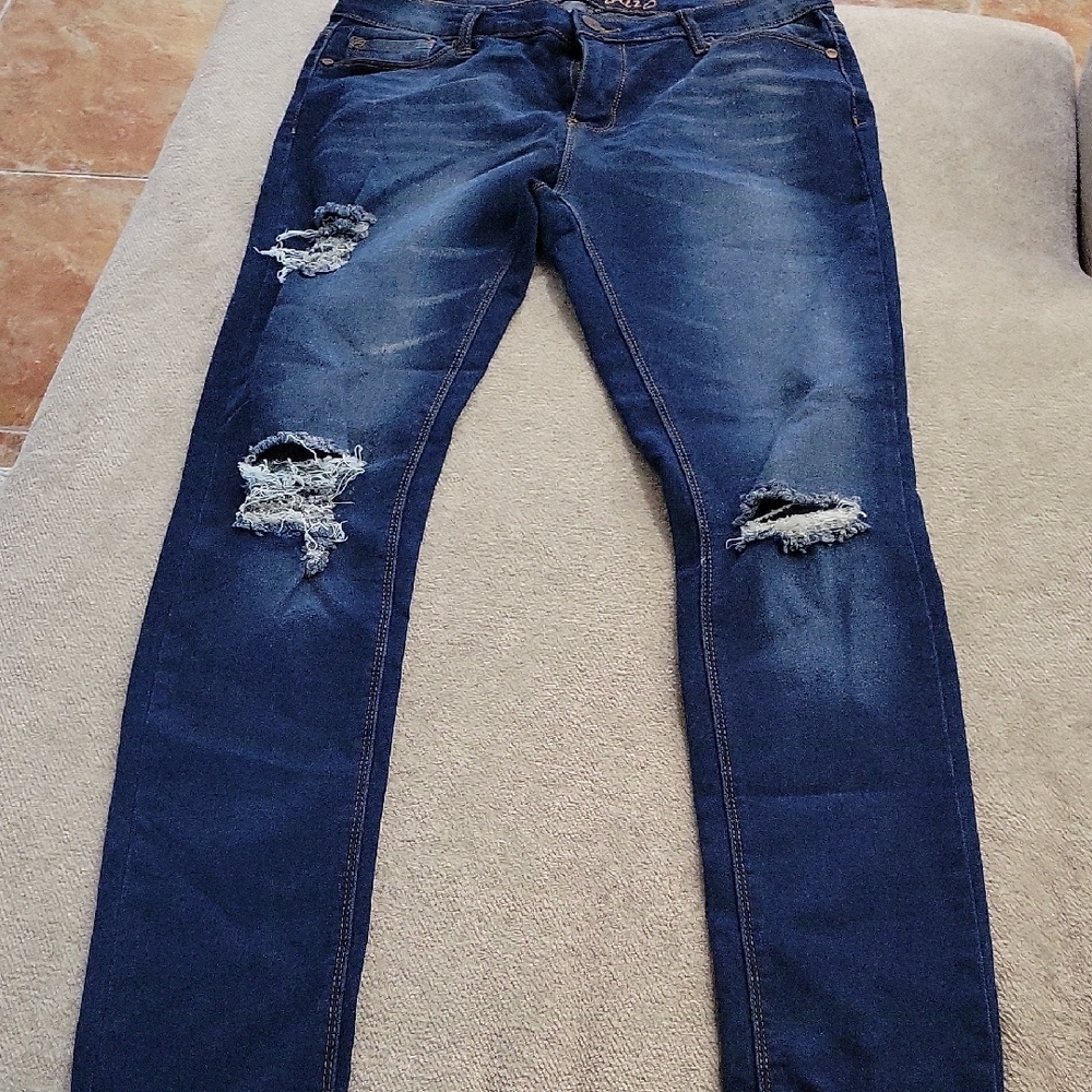 Distressed Blue Jeans